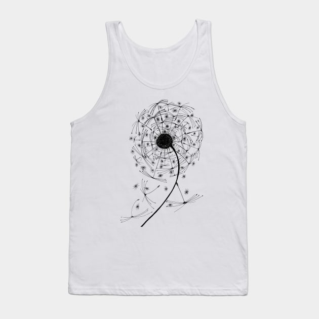 Black Dandelion Tank Top by msmart